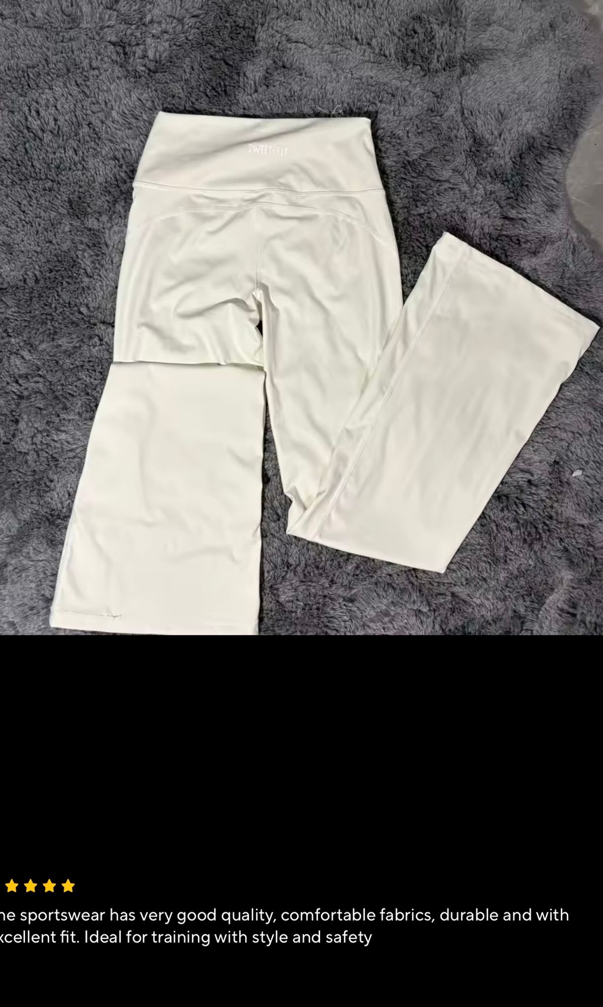 Customer flat lay photo of cream leggings